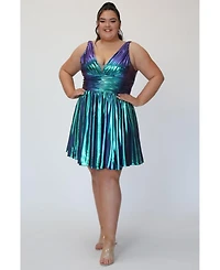 Sydney's Closet Blue & Green Iridescent A-line Party Dress