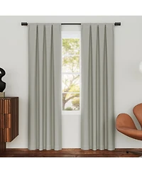 Sun Zero Parsons Herringbone Magnetic Closure 100% Blackout Rod Pocket Curtain Panel Pair