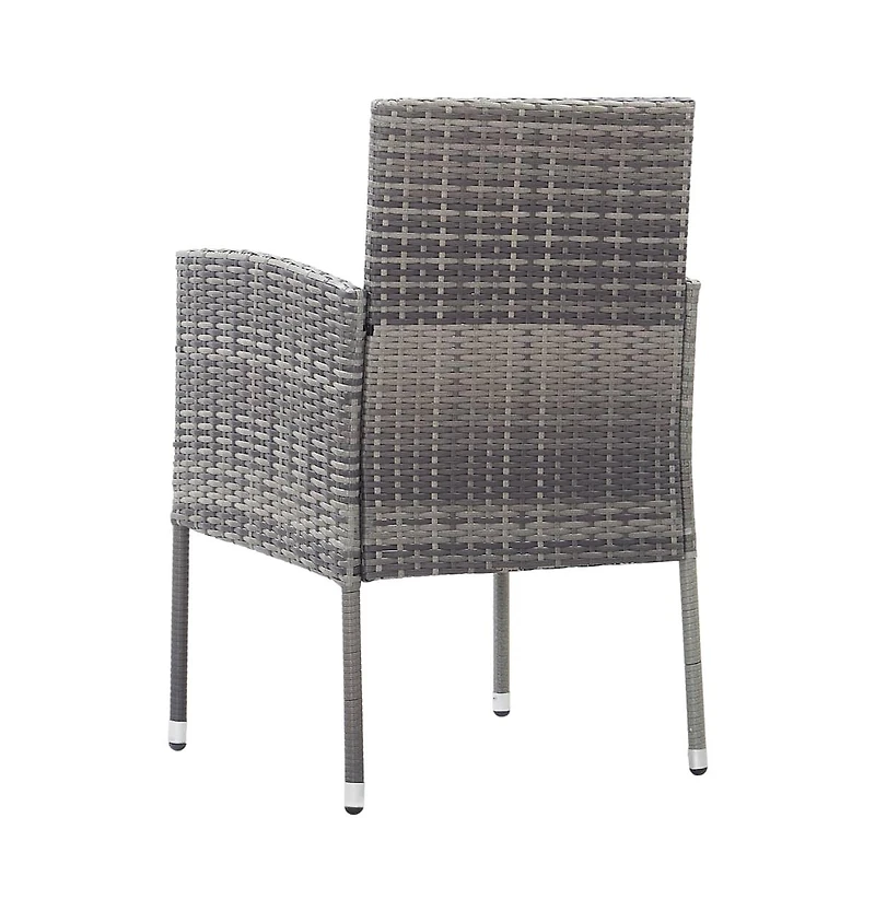 vidaXL Patio Chairs with Dark Gray Cushions 2 pcs Gray Poly Rattan