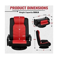 Yaheetech Reclining Swivel Floor Gaming Chair Black/ Red