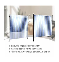 Outdoor Roller Blind Blue and White Polyester fabric and Steel