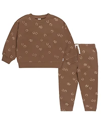 Gerber Baby Boys 2-Piece Fleece Outfit Set, Brown Horseshoe, 0-3 Months