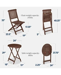 Best Choice Products 3-Piece Acacia Wood Bistro Set, Folding Patio Furniture w/ 2 Chairs