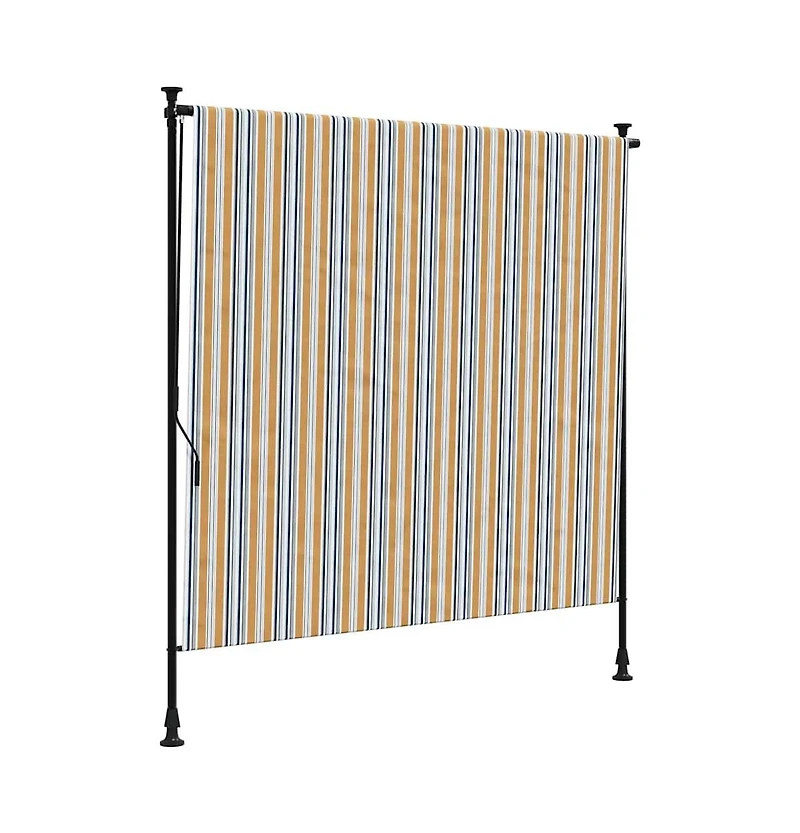 vidaXL Outdoor Roller Blind Yellow and White Steel, Polyester