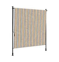 vidaXL Outdoor Roller Blind Yellow and White Steel, Polyester