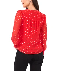 Sam & Jess Petite Long Sleeve Smocked Shoulder Blouse