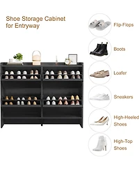 gaomon Shoe Cabinet with 4 Flip Drawers, Wooden Shoe Organizer with Adjustable Shelf, Shoe Storage for Entryway, Hidden Cabinet for Hallway, Living Ro