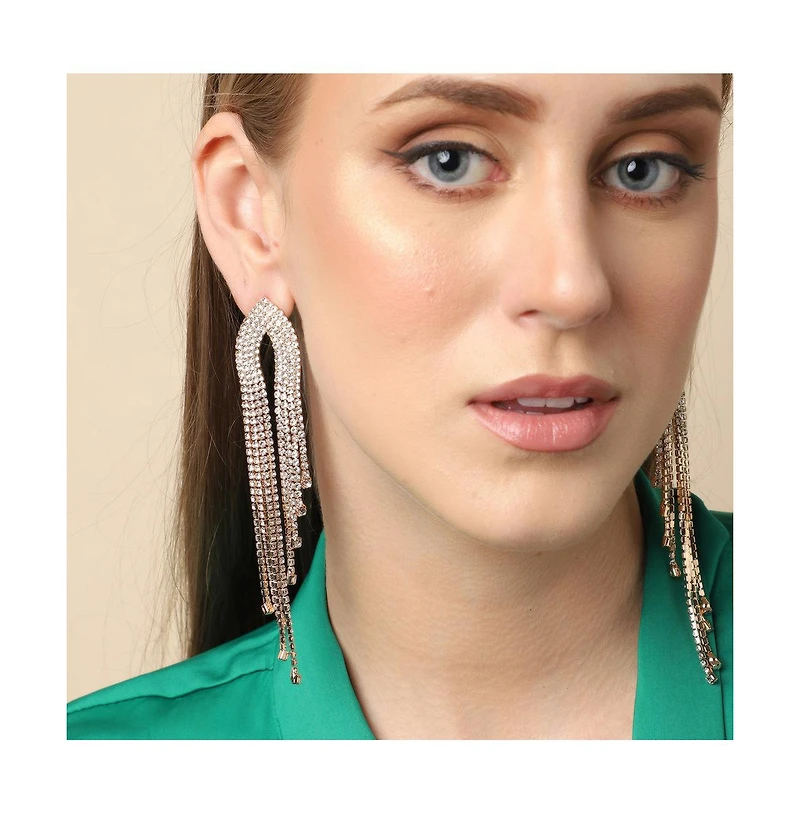 Sohi Women's Silver Bling Cluster Drop Earrings