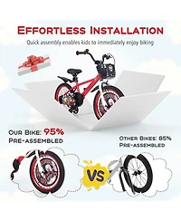 18 Inch Kids Bike Adjustable with Storage Basket and Double Brake for 4-8 Years Old-18 inches