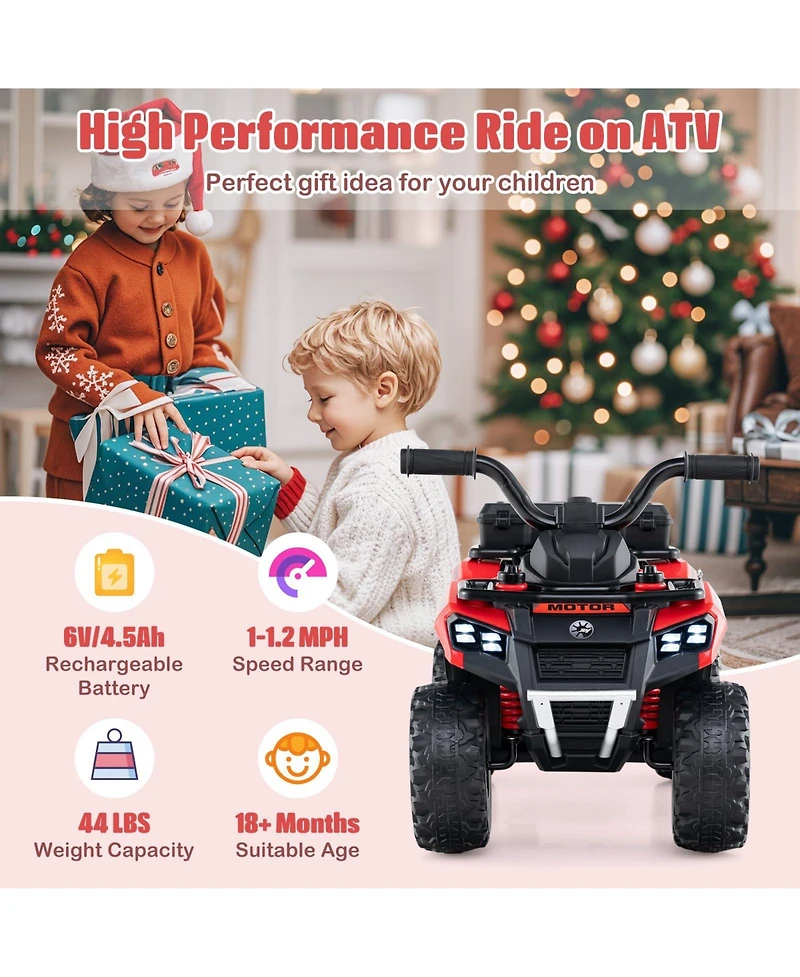 6V Kids Ride On Atv with Spray Function and Storage Box Music