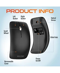 Delton S10 Curved Ergonomic Wireless Mouse, 2.4GHz Usb Mouse (DMERGS10-wb)