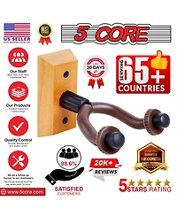 5 Core Guitar Wall Mount Hanger 2Pack U-Shaped Wood Guitar Wall Hook Stand - Gh Wd 2PCS