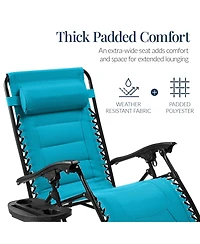 Best Choice Products Oversized Padded Zero Gravity Chair, Folding Outdoor Patio Recliner w/ Side Tray
