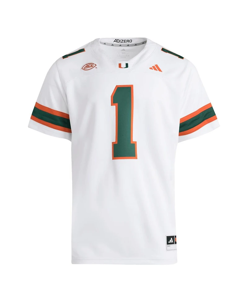Adidas Men's 1 White Miami Hurricanes Premier Jersey