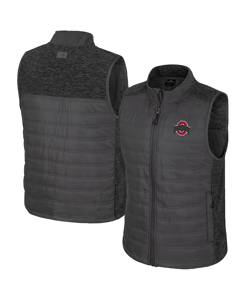 Colosseum Men's Charcoal Ohio State Buckeyes Nightman Full-Zip Puffer Vest