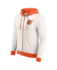 Fanatics Men's Cream Baltimore Orioles Polar Fleece Full-Zip Hoodie