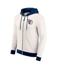 Fanatics Men's Cream Cleveland Guardians Polar Fleece Full-Zip Hoodie
