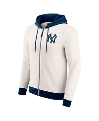 Fanatics Men's Cream New York Yankees Polar Fleece Full-Zip Hoodie