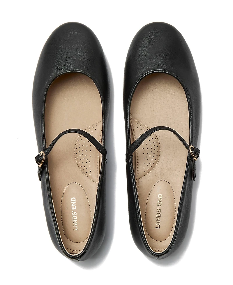 Lands' End Women's Classic Leather Mary Jane Flats
