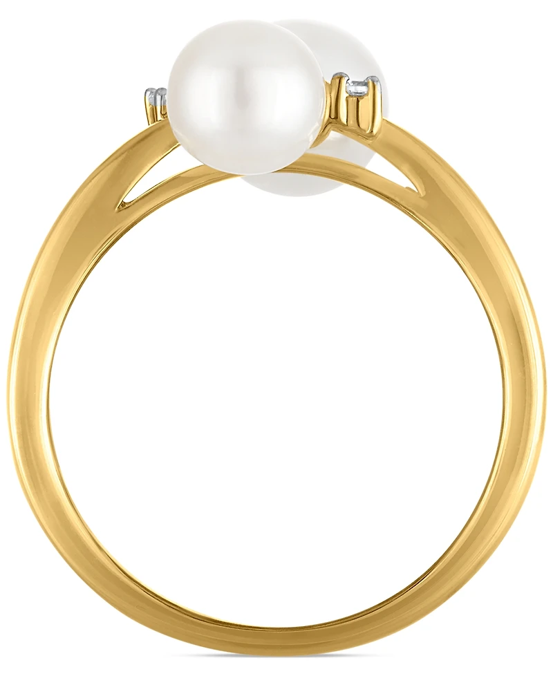 Macy's Cultured Freshwater Pearl and Cubic Zirconia Ring (3.54 ct. t.w.) in 14K Gold over Sterling Silver