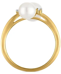 Macy's Cultured Freshwater Pearl and Cubic Zirconia Ring (3.54 ct. t.w.) in 14K Gold over Sterling Silver