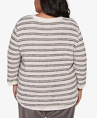 Alfred Dunner Plus Calm Luxe Eyelash Striped Knit Top
