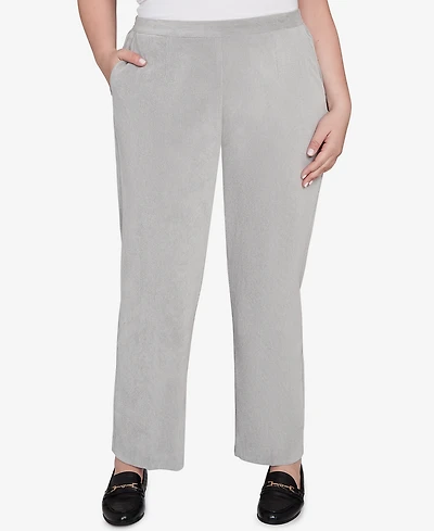 Alfred Dunner Plus Stockbridge Pull-On Corduroy Flat Front Short Length Pant
