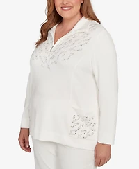 Alfred Dunner Plus Vienna Metallic Studded Animal Pattern Knit Top