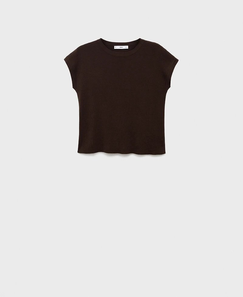 Mango Women's Short-Sleeved Knitted Cotton Sweater