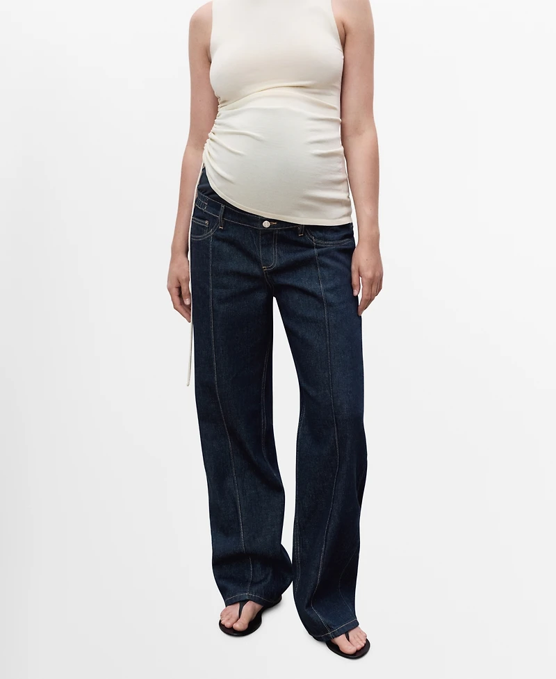 Mango Women's Stitching Detail Straight-Leg Maternity Jeans