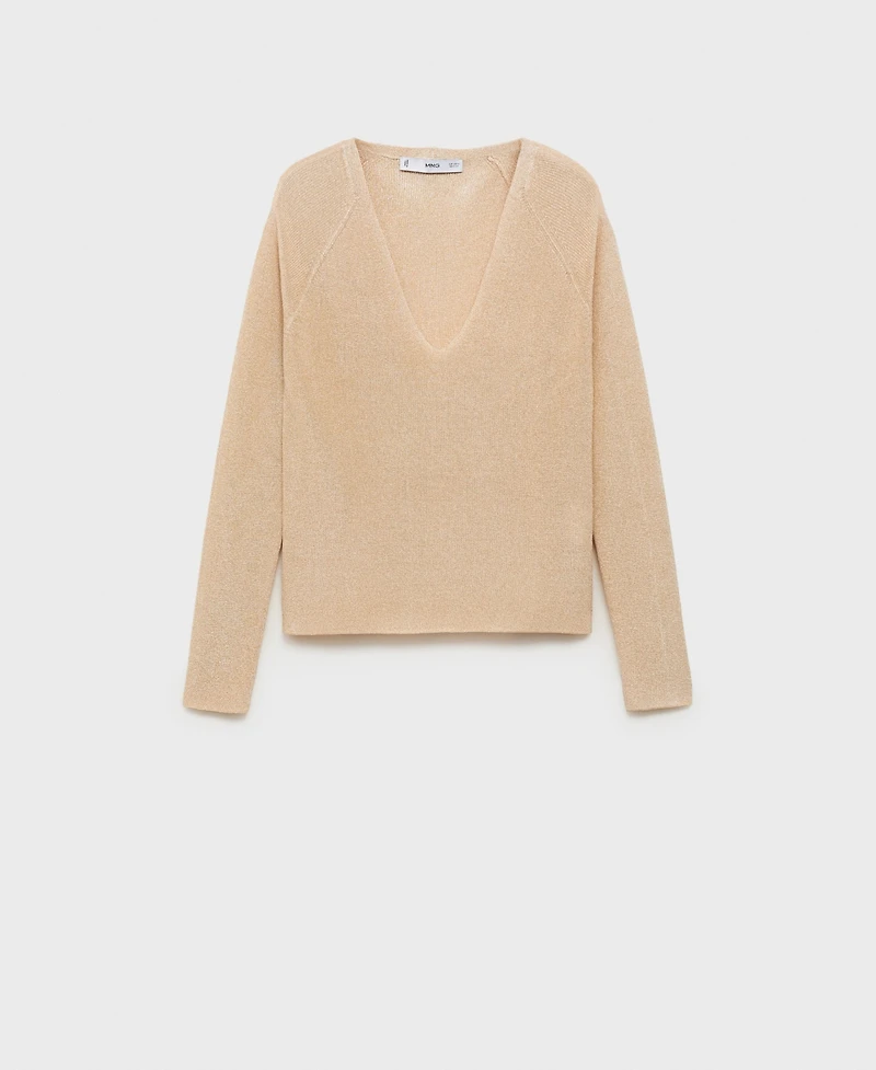 Mango Women's V-Neck Lurex Sweater