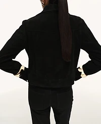 Mango Women's Buttons Suede Leather Jacket