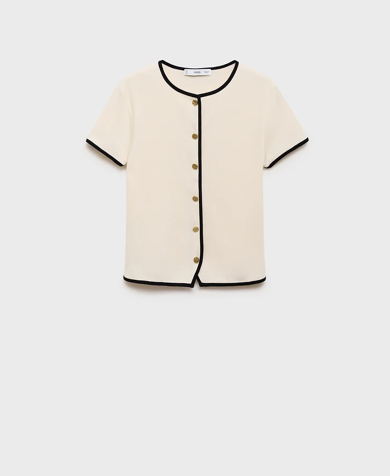 Mango Women's Contrasting Trim Cotton T-Shirt