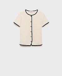 Mango Women's Contrasting Trim Cotton T-Shirt