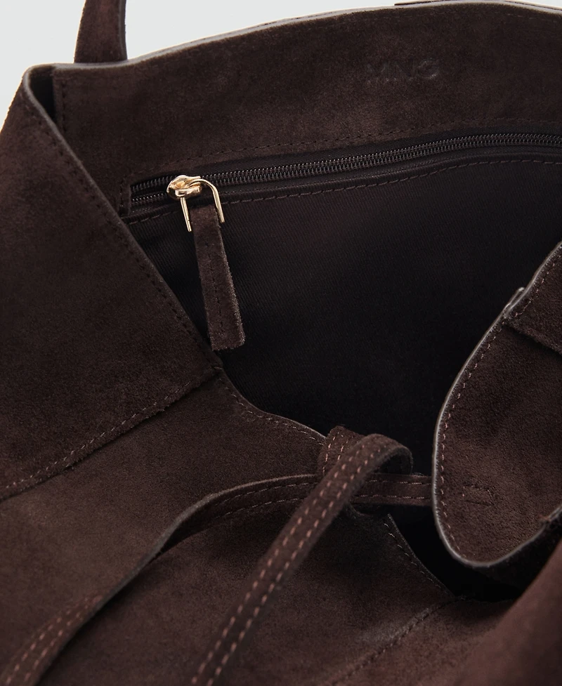 Mango Women's Suede Leather Shopper Bag