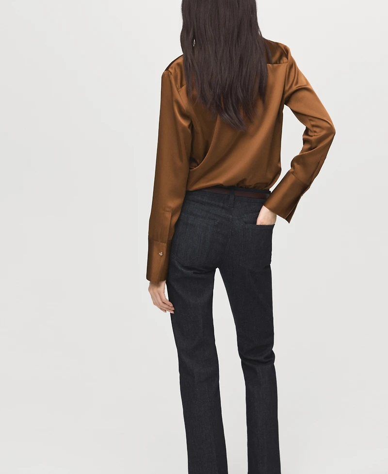 Mango Women's Satin Finish Flowy Shirt