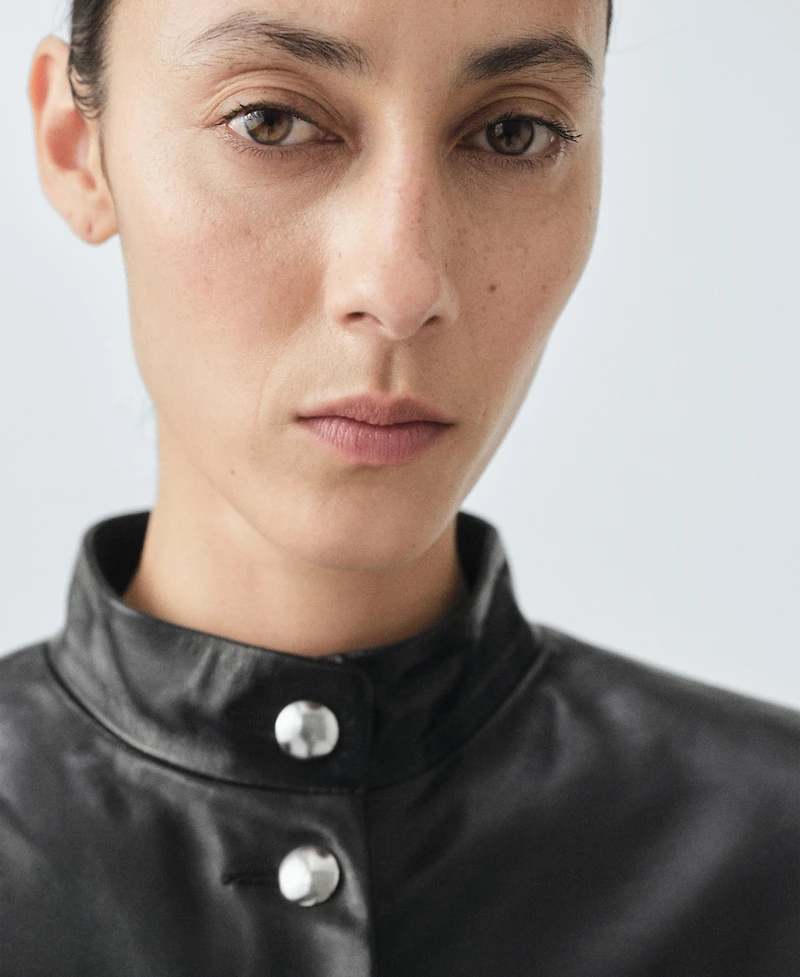 Mango Women's Leather Buttons Jacket