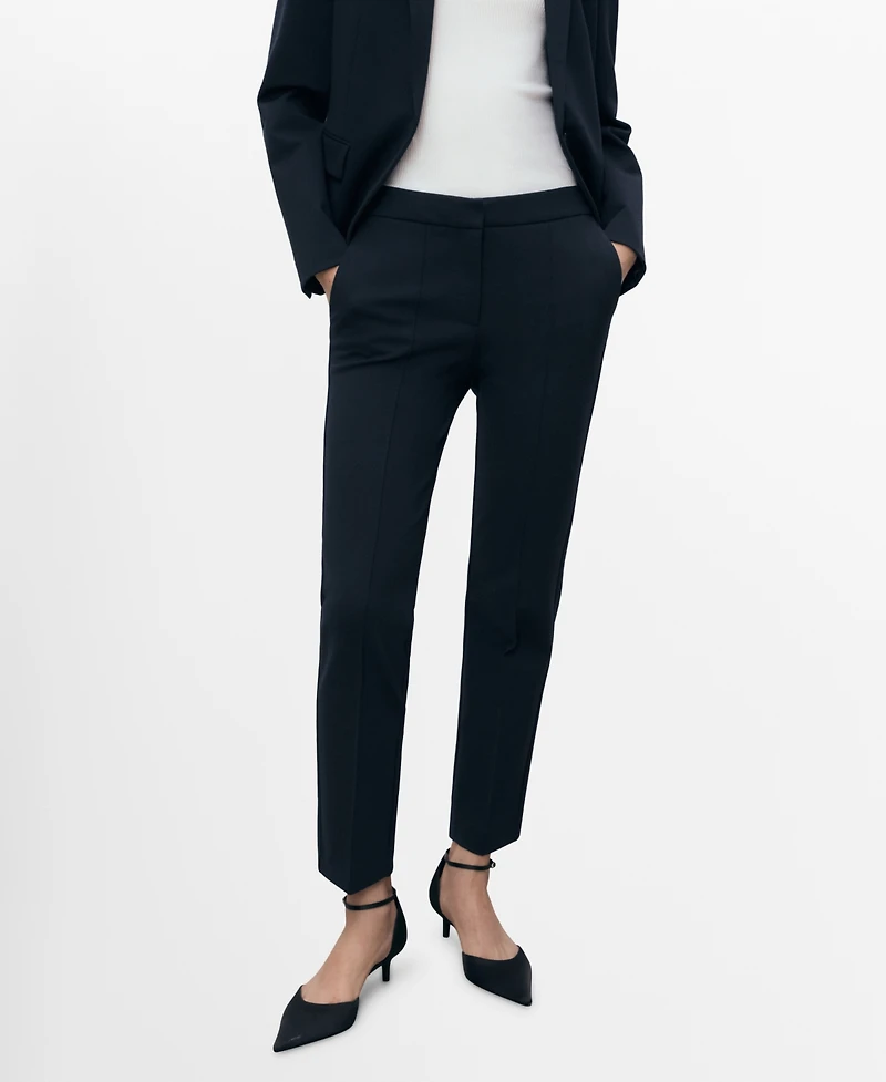 Mango Women's Straight Mid-Rise Pants