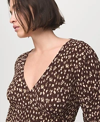 Mango Women's Printed V-Neck Dress