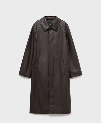Mango Women's Long Leather-Effect Trench Coat