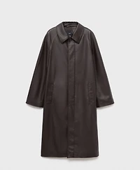 Mango Women's Long Leather-Effect Trench Coat