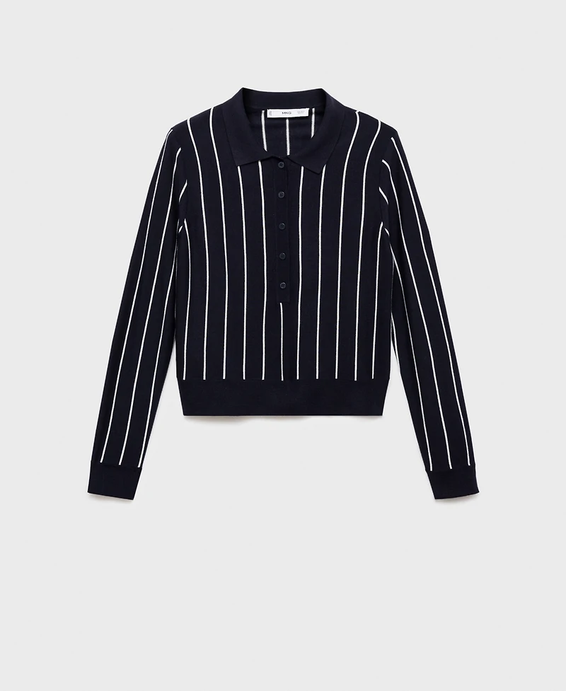 Mango Women's Striped Polo-Neck Sweater