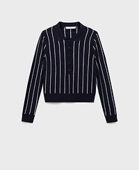 Mango Women's Striped Polo-Neck Sweater