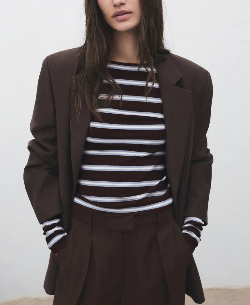 Mango Women's Fine Knit Striped Sweater