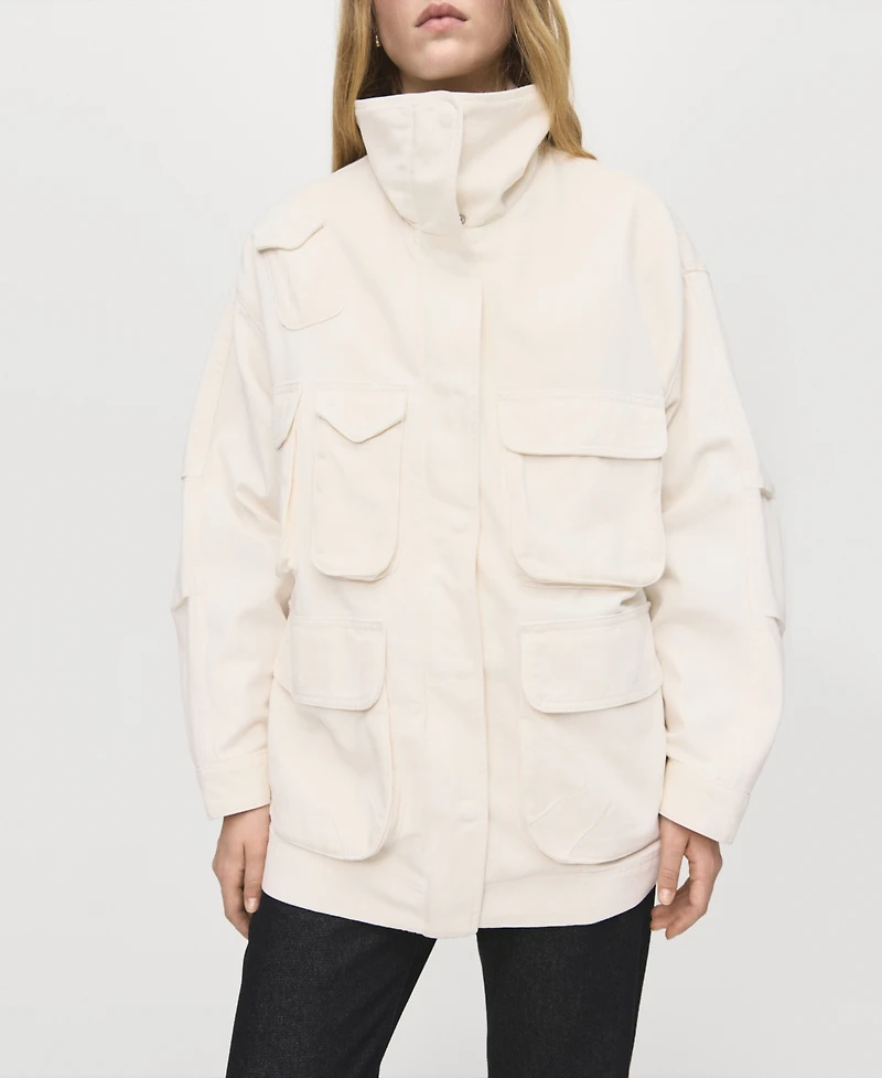 Mango Women's Pockets Oversized Denim Parka