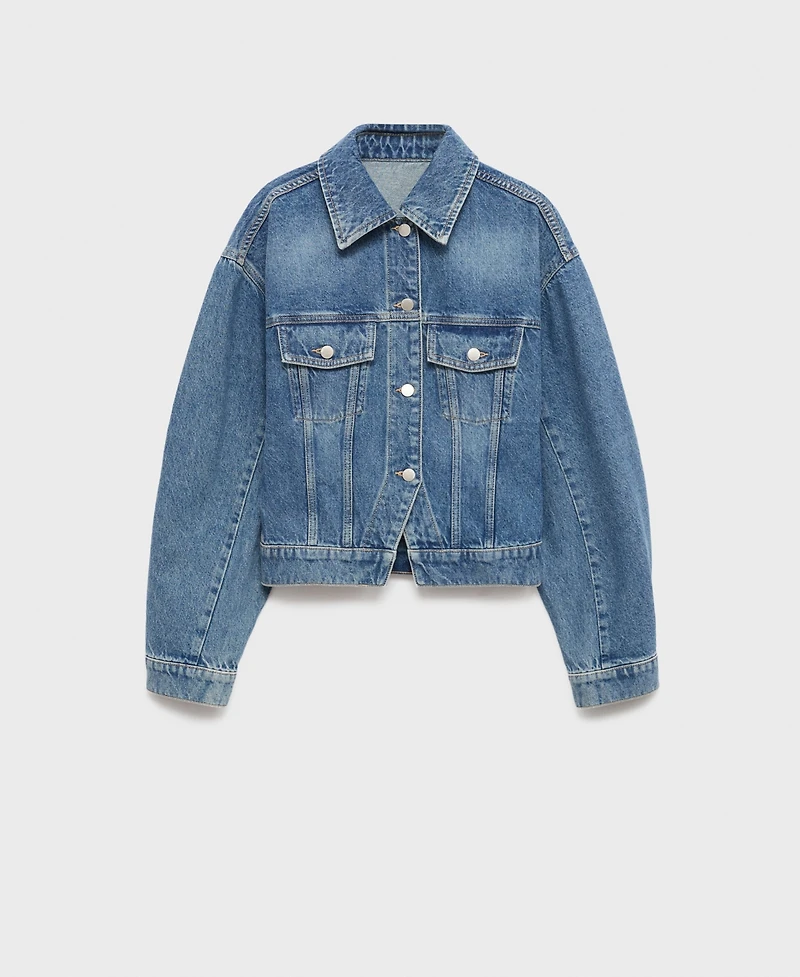 Mango Women's Pockets Fitted Denim Jacket