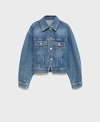 Mango Women's Pockets Fitted Denim Jacket