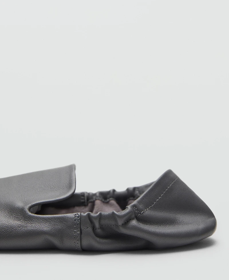 Mango Women's Leather Gathered Shoes
