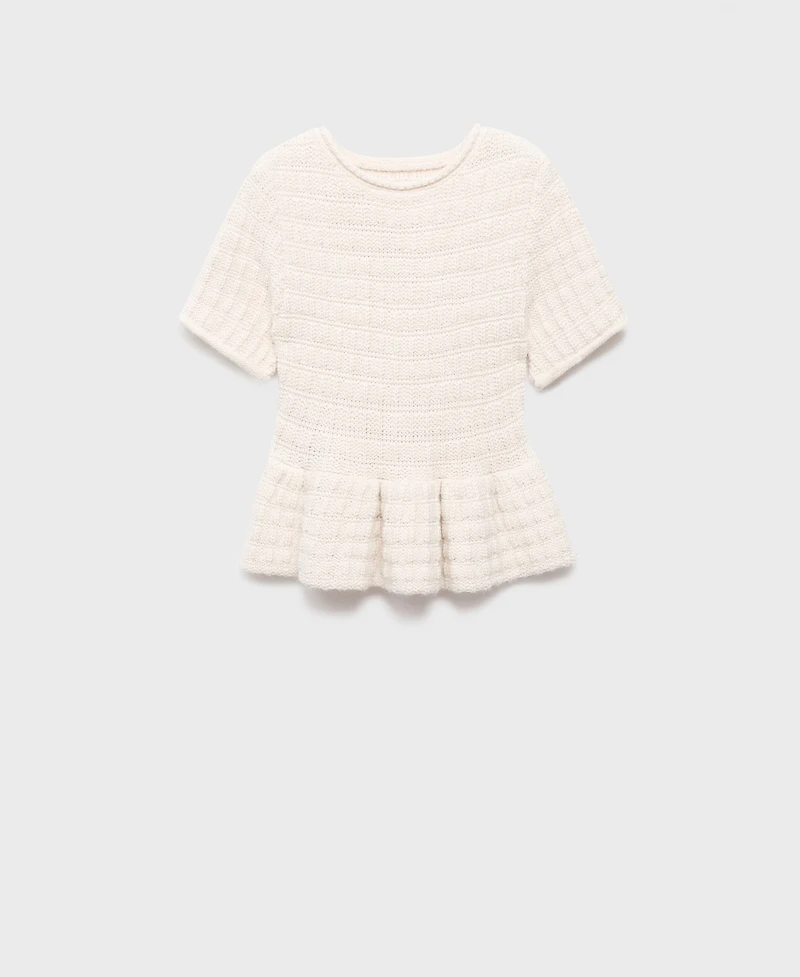 Mango Women's Ruffles Detail Textured Sweater