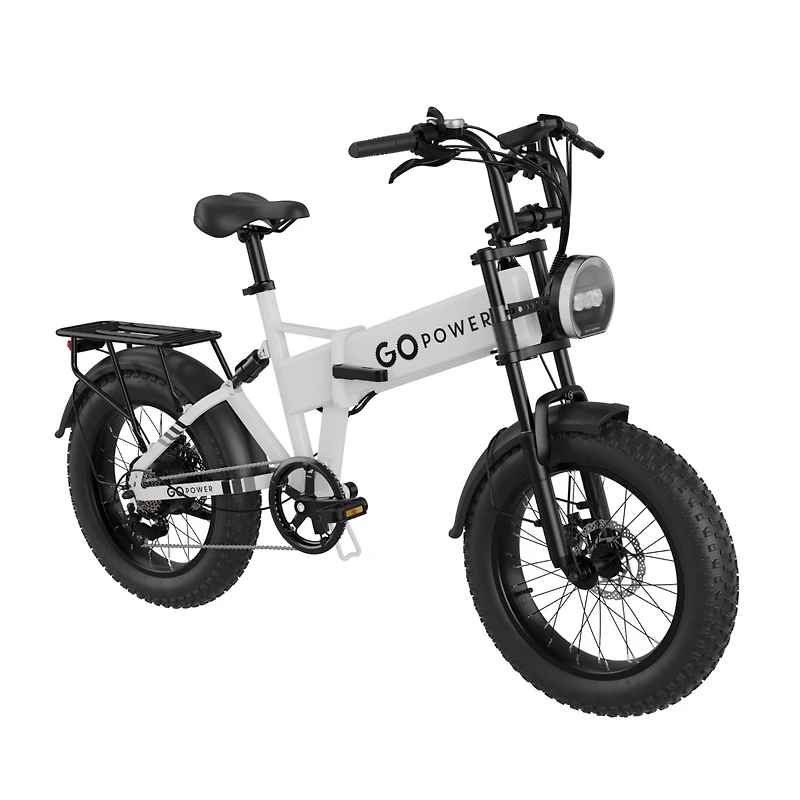 GoPowerBike GoExplore Electric Bike | Foldable Comfortable E-Bike with Hidden Battery | 500W 48V 10.4Ah | 30-Mile Range | 20MPH Top Speed | White